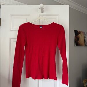 Old Navy Red Fitted Long Sleeve T-Shirt